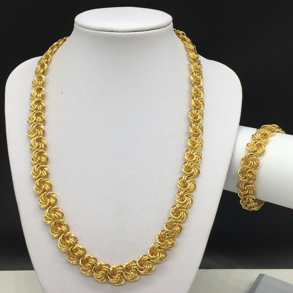 Vintage NAPIER Gold Tone Chain Necklace Set - Picture 1 of 4